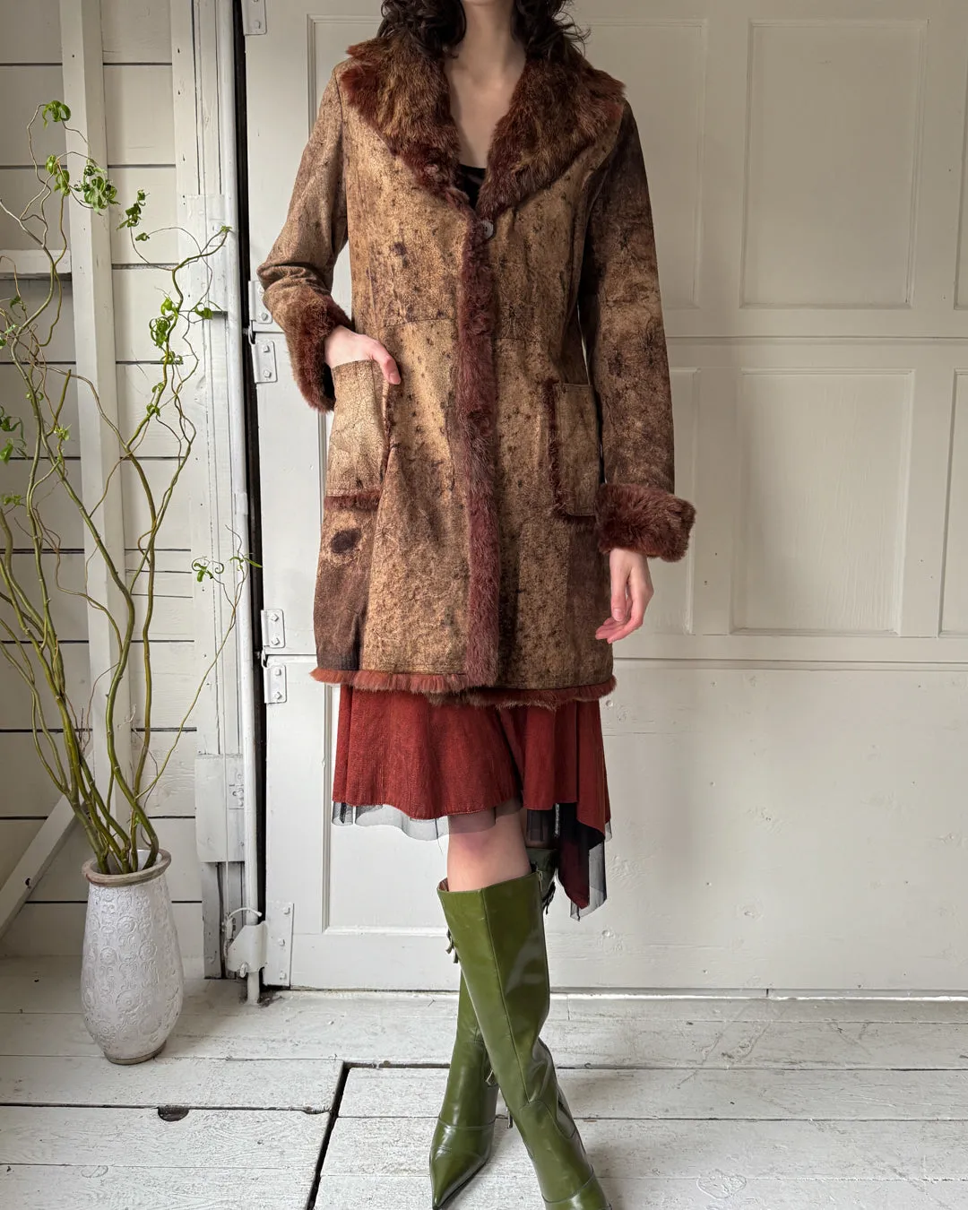 00s Suede & Fur Jacket | S-M