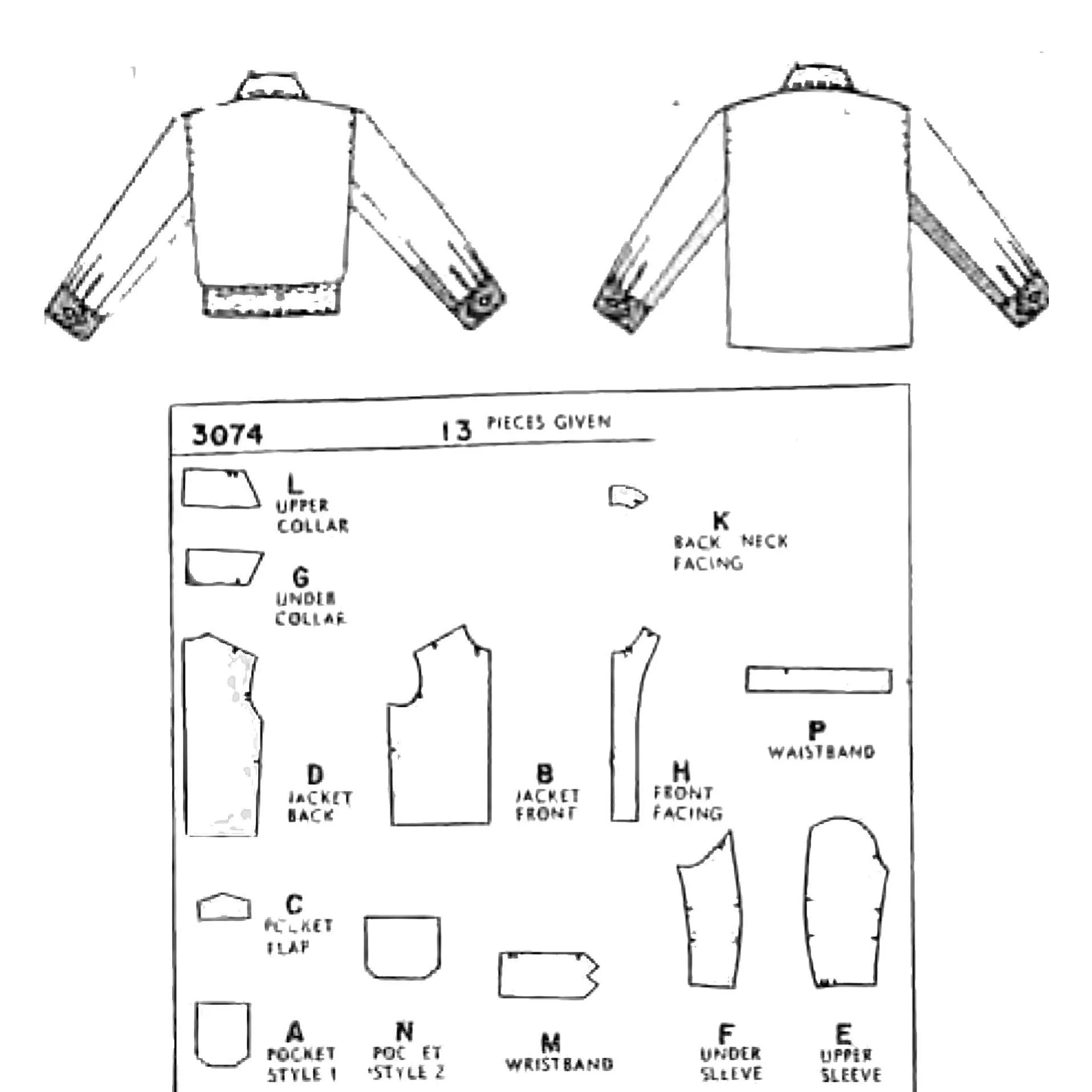 1940's Sewing Pattern: Men's Lumber Jacket, Bomber Jacket - Multi-sizes