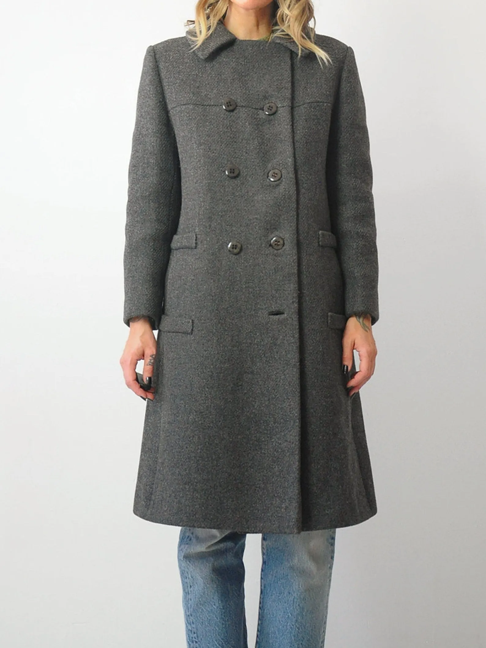 1960's Woven Gray Wool Peacoat