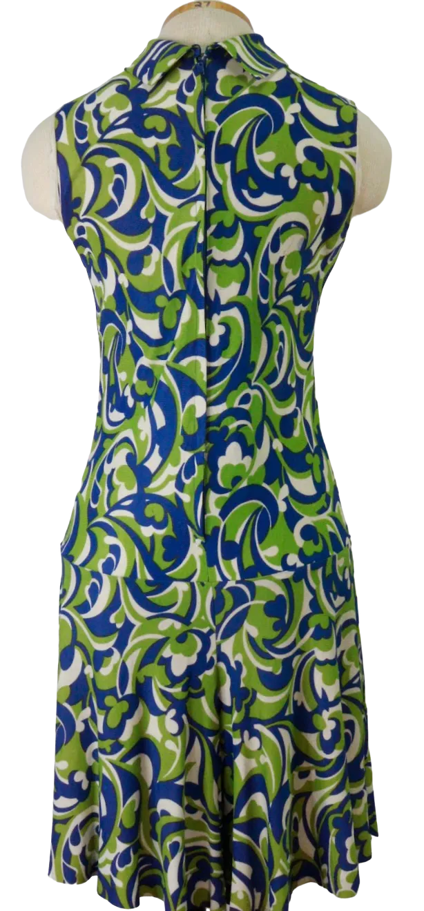 60s Sears Green & Blue Swirl Romper    w30