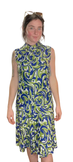 60s Sears Green & Blue Swirl Romper    w30