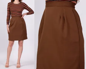 70s High Waisted Brown Mini Skirt - Small, 25.5"