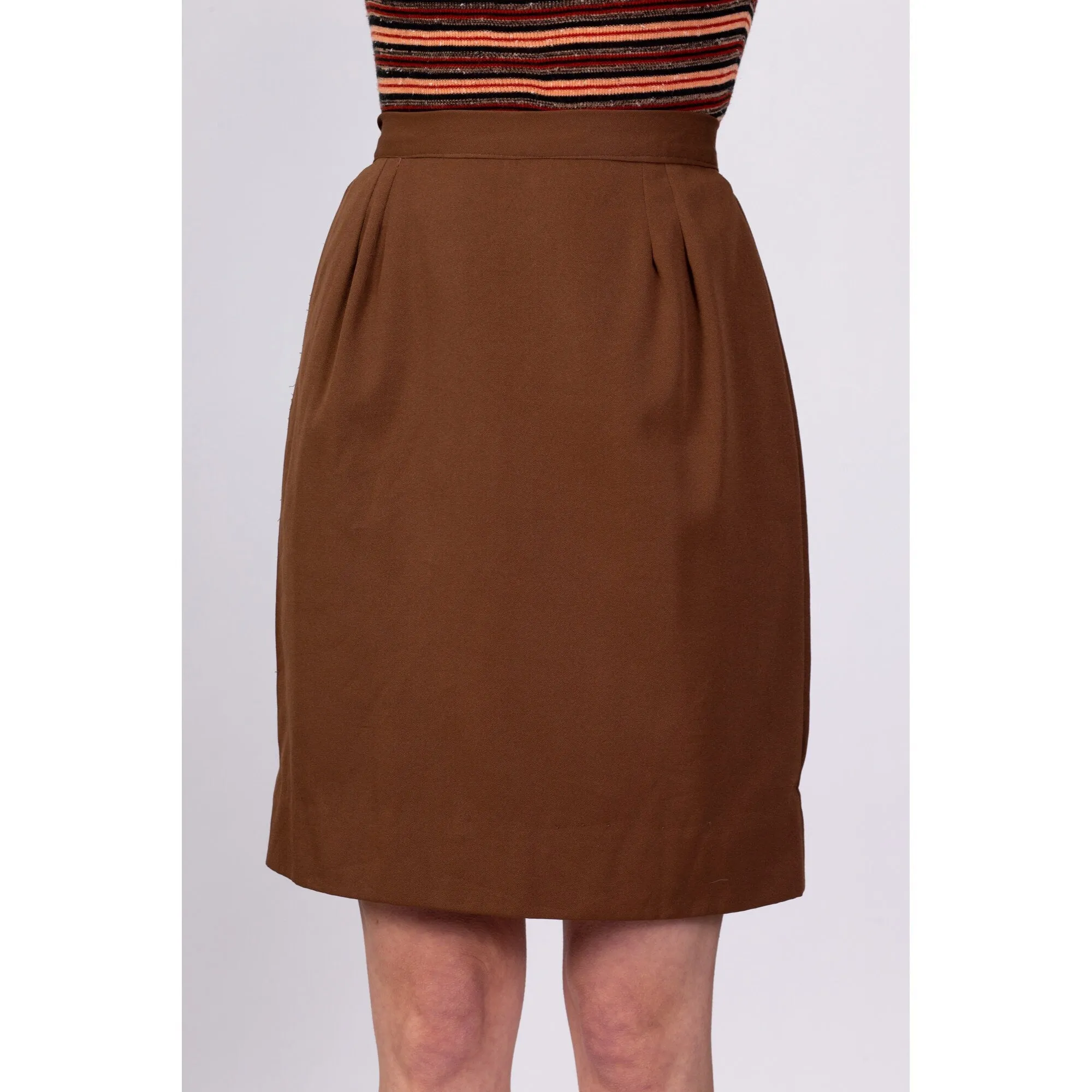 70s High Waisted Brown Mini Skirt - Small, 25.5"