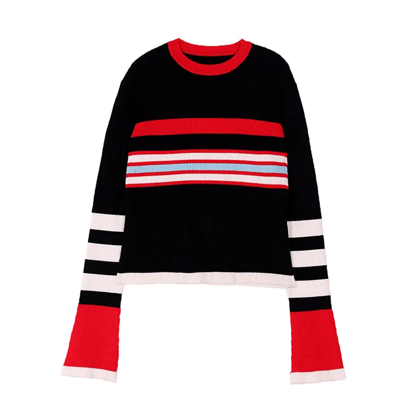 8GIRLS DESIGN LONG SLEEVE MULTI STRIPE KNIT TOP