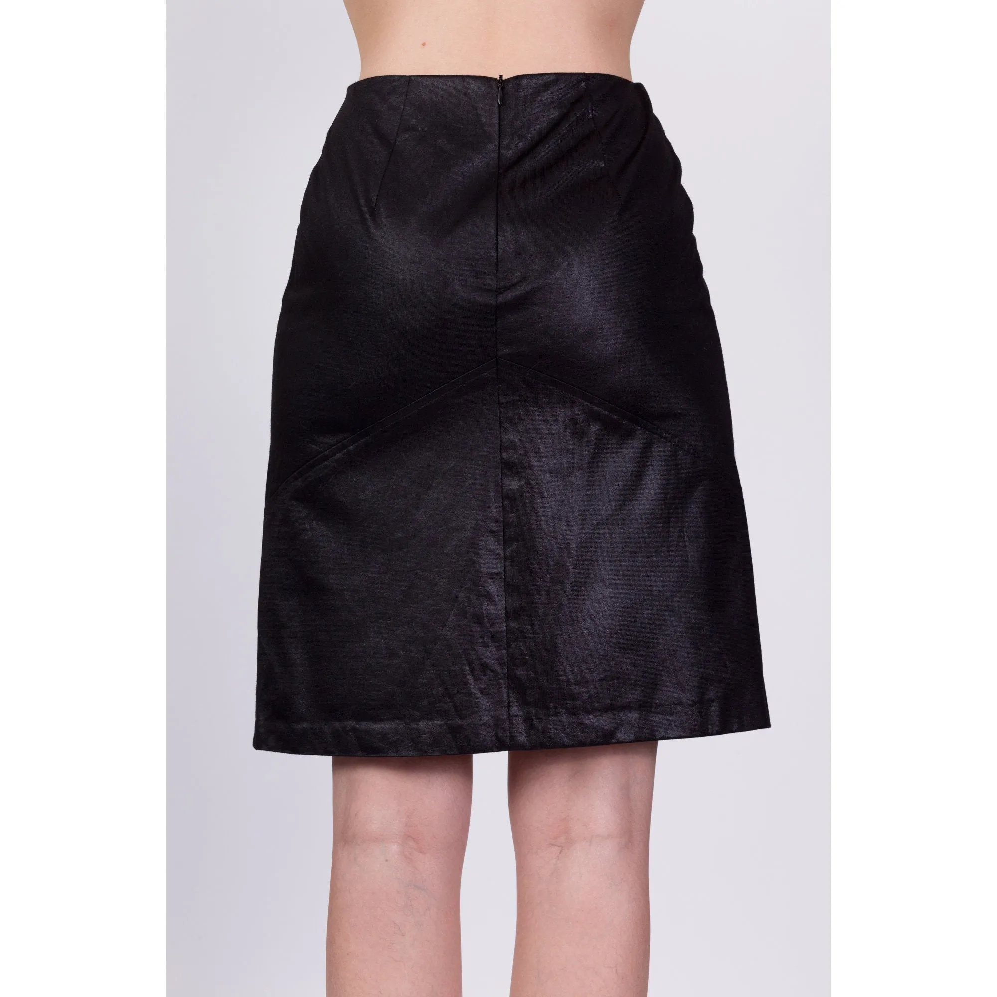 90s Black Mini Pencil Skirt - Extra Small, 24"