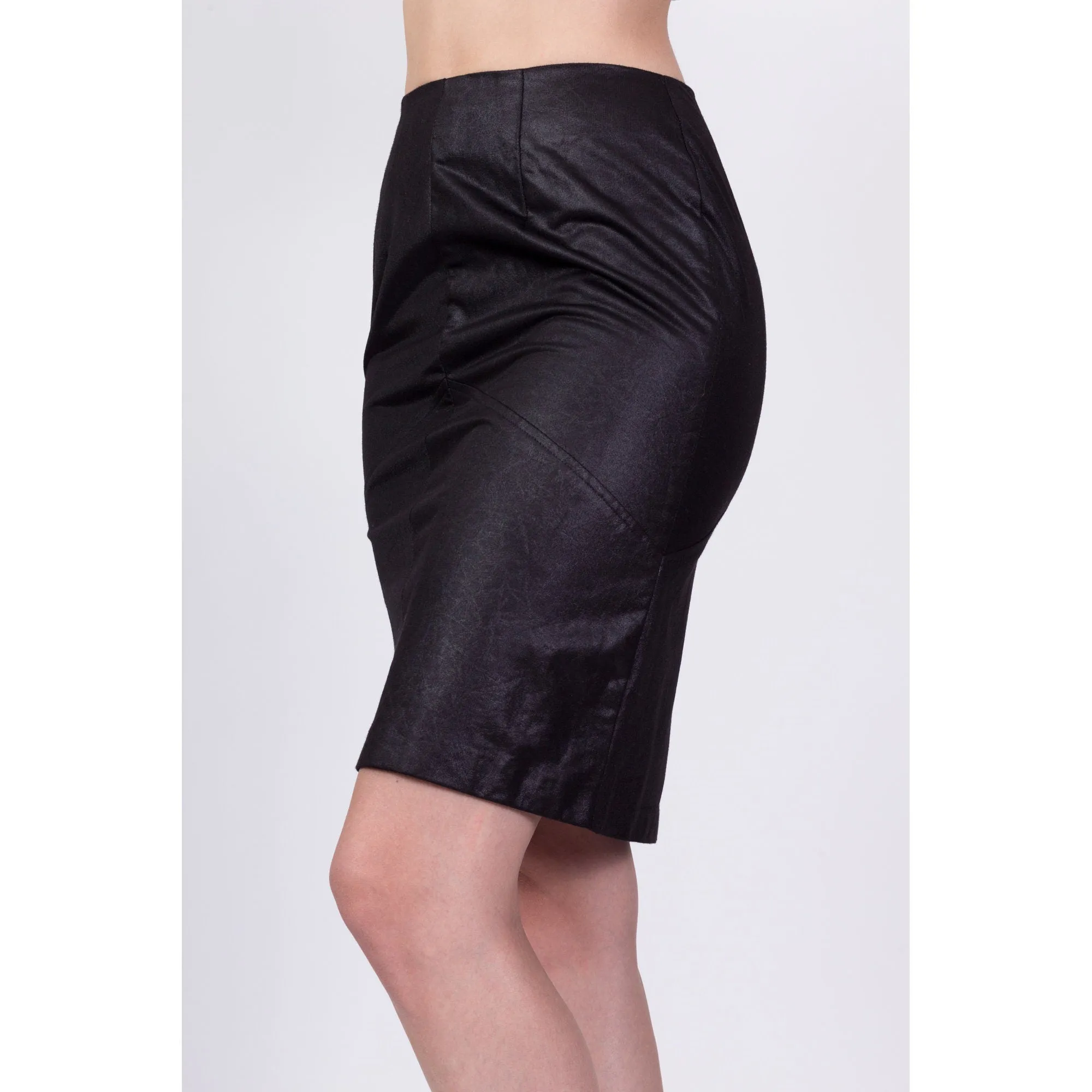 90s Black Mini Pencil Skirt - Extra Small, 24"