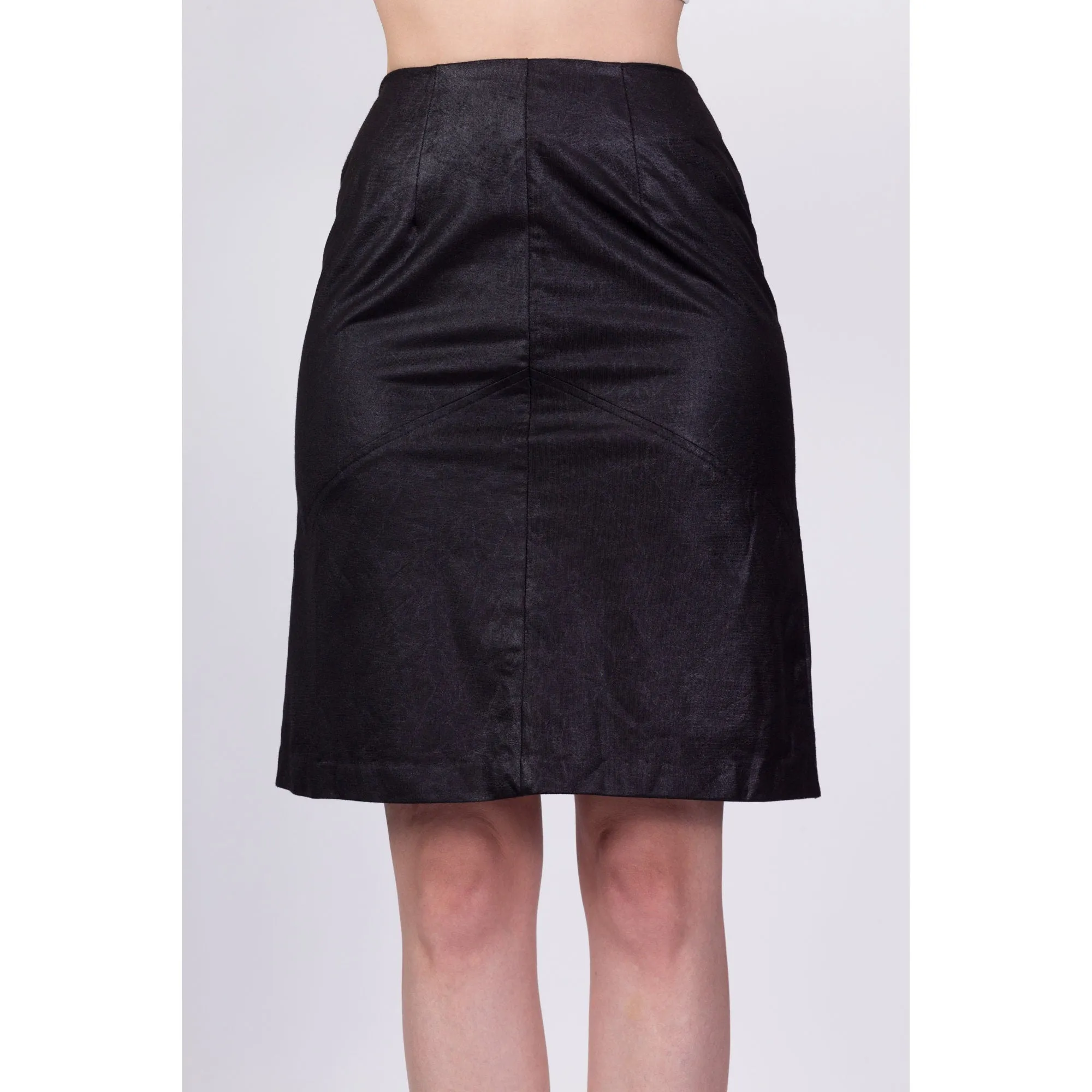 90s Black Mini Pencil Skirt - Extra Small, 24"