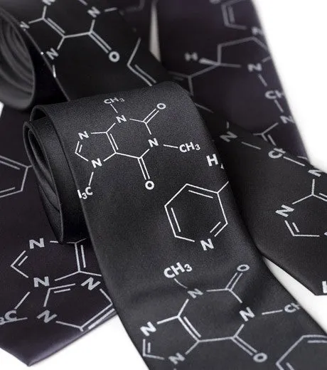 Addictive Molecules Silk Necktie. Caffeine & Nicotine "Coffee   Cigarettes."