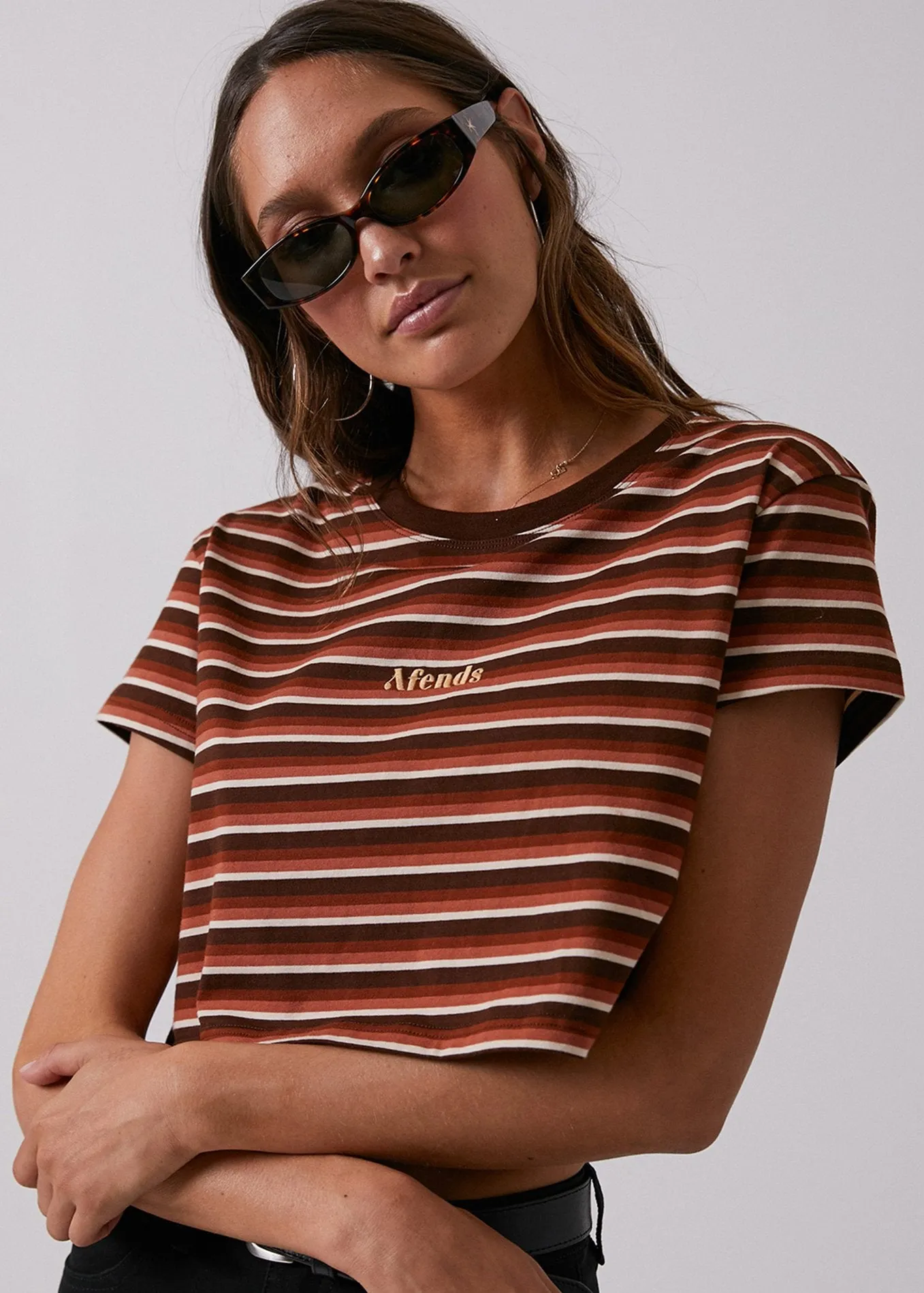 Afends Womens Golden Years - Wide Neck Cropped Tee