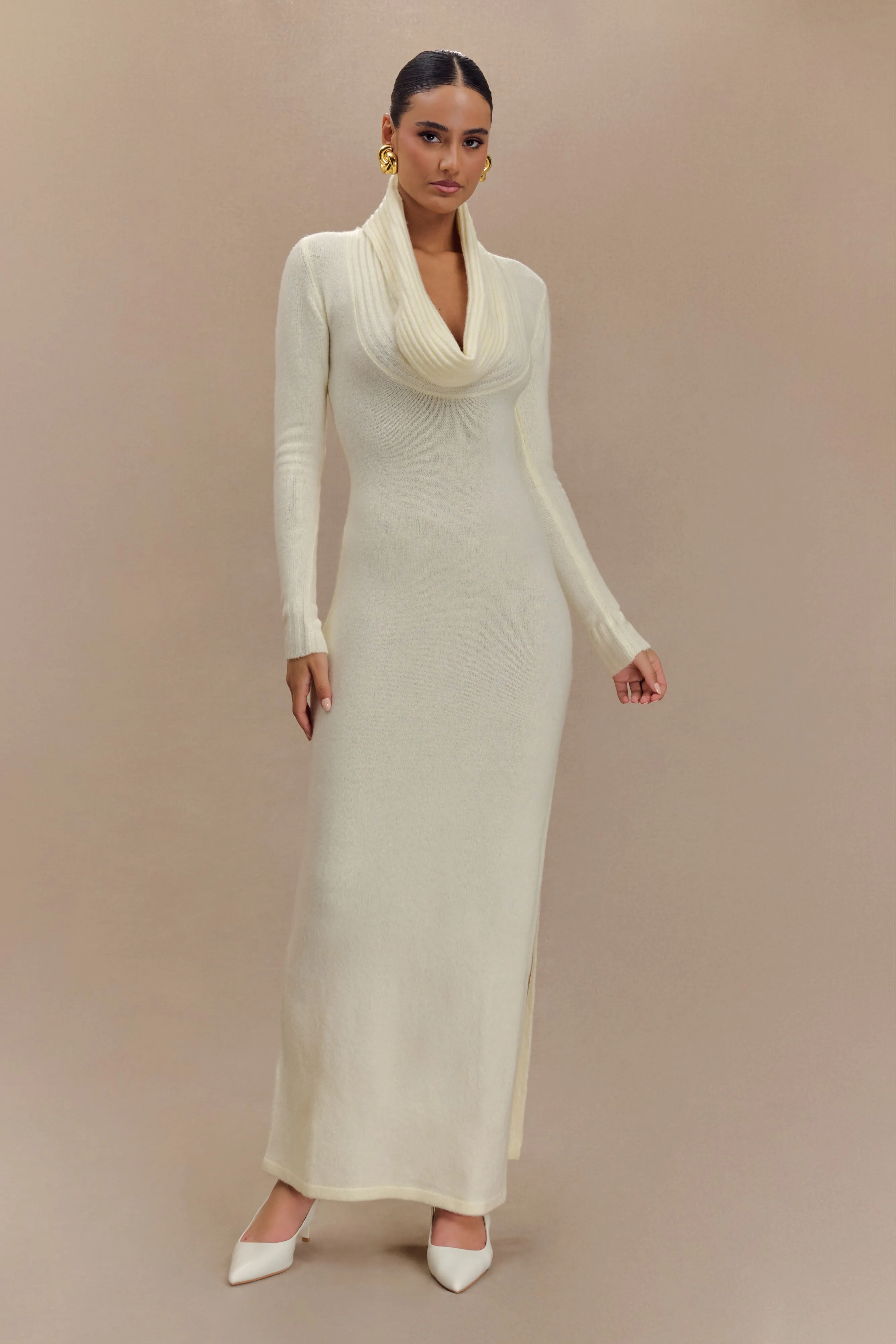 Alessandra Reversible Knit Maxi Dress - Ivory Marle