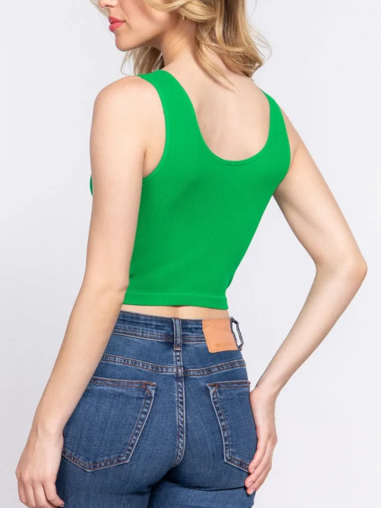 Amaya Reversible Seamless Crop Tank - Flash Green