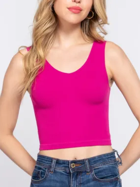 Amaya Reversible Seamless Crop Tank - Magenta