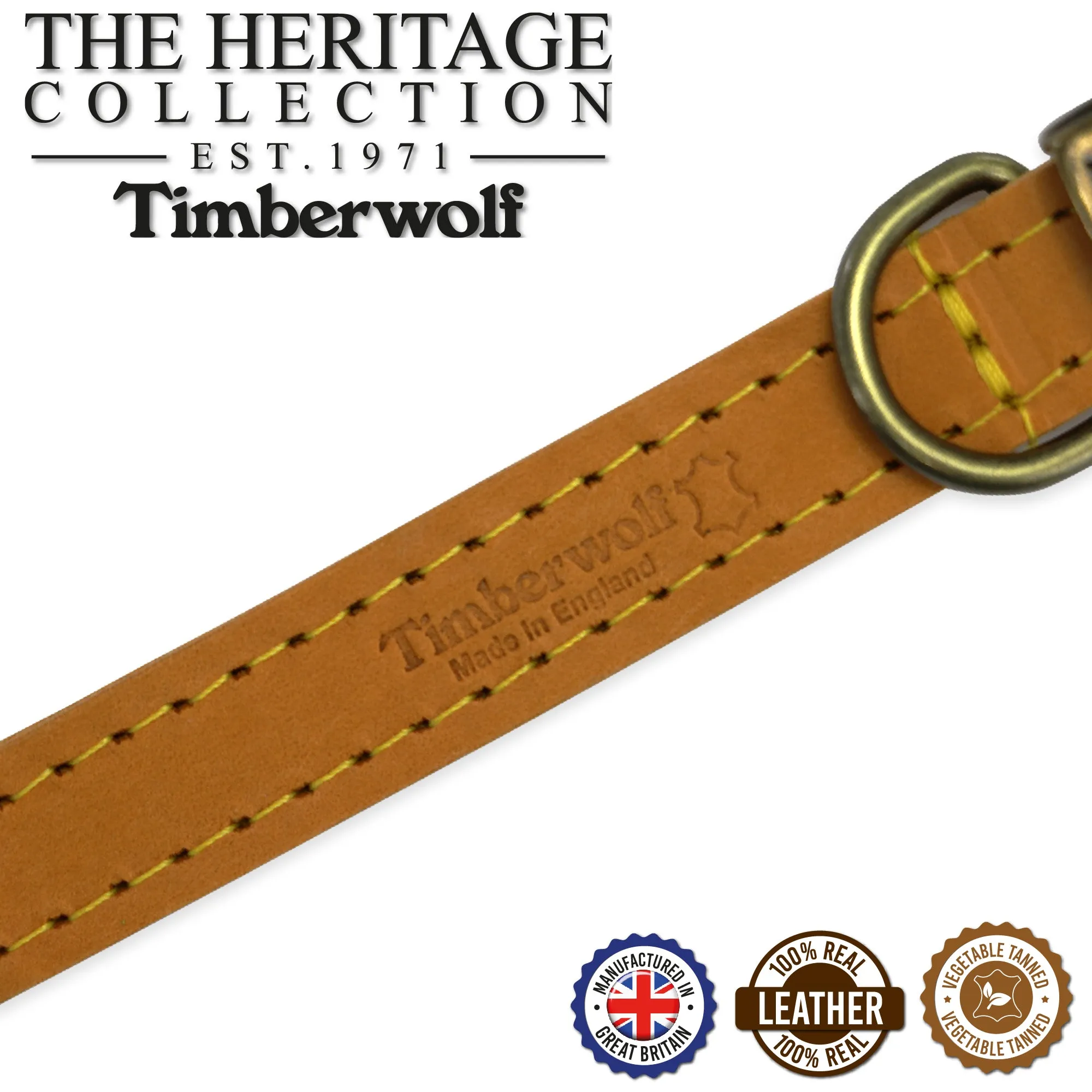 Ancol - Timberwolf Leather Collar - Mustard - Size 4