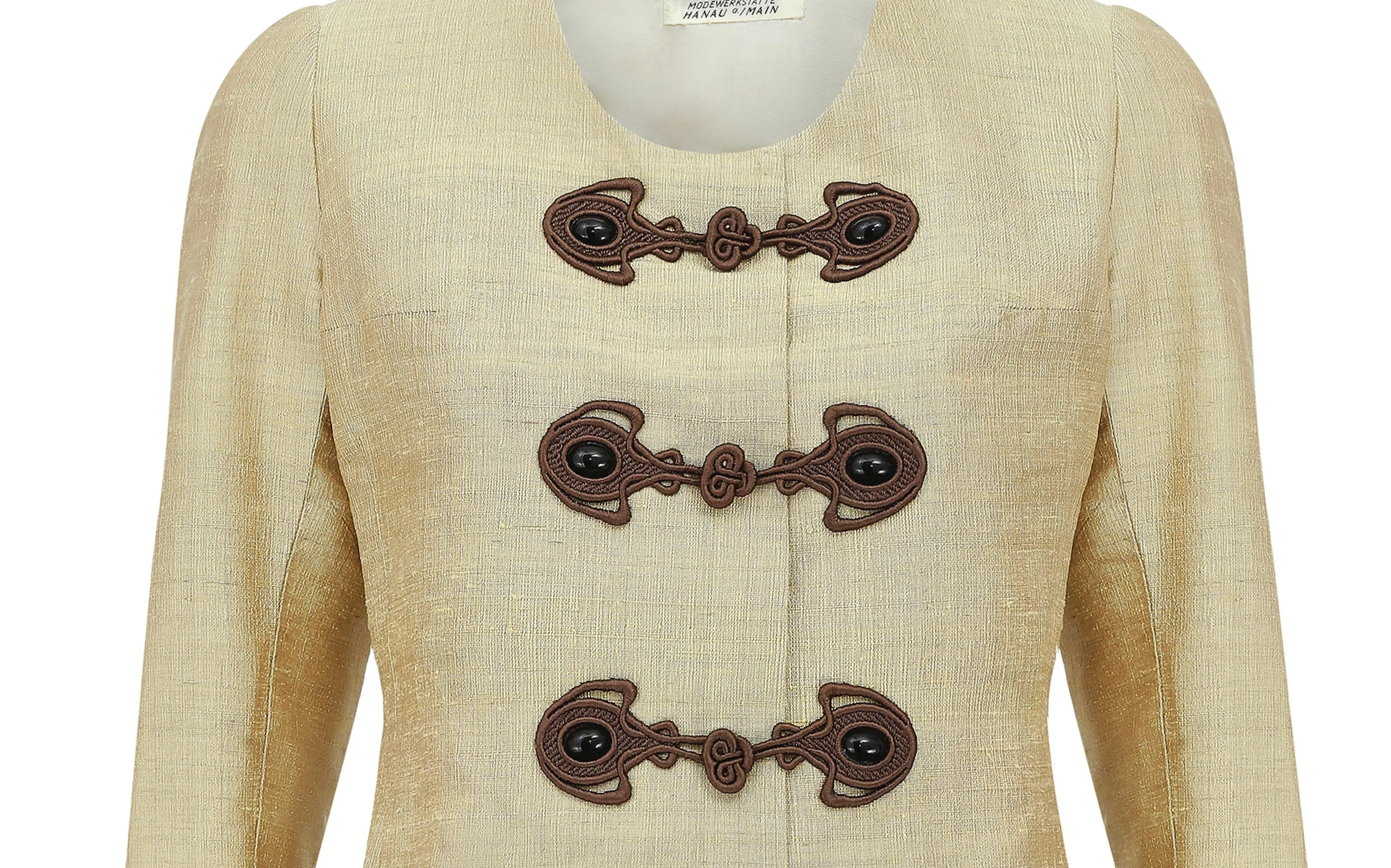 ARCHIVE - 1960s Gold Silk Jacket with Frog Fastenings