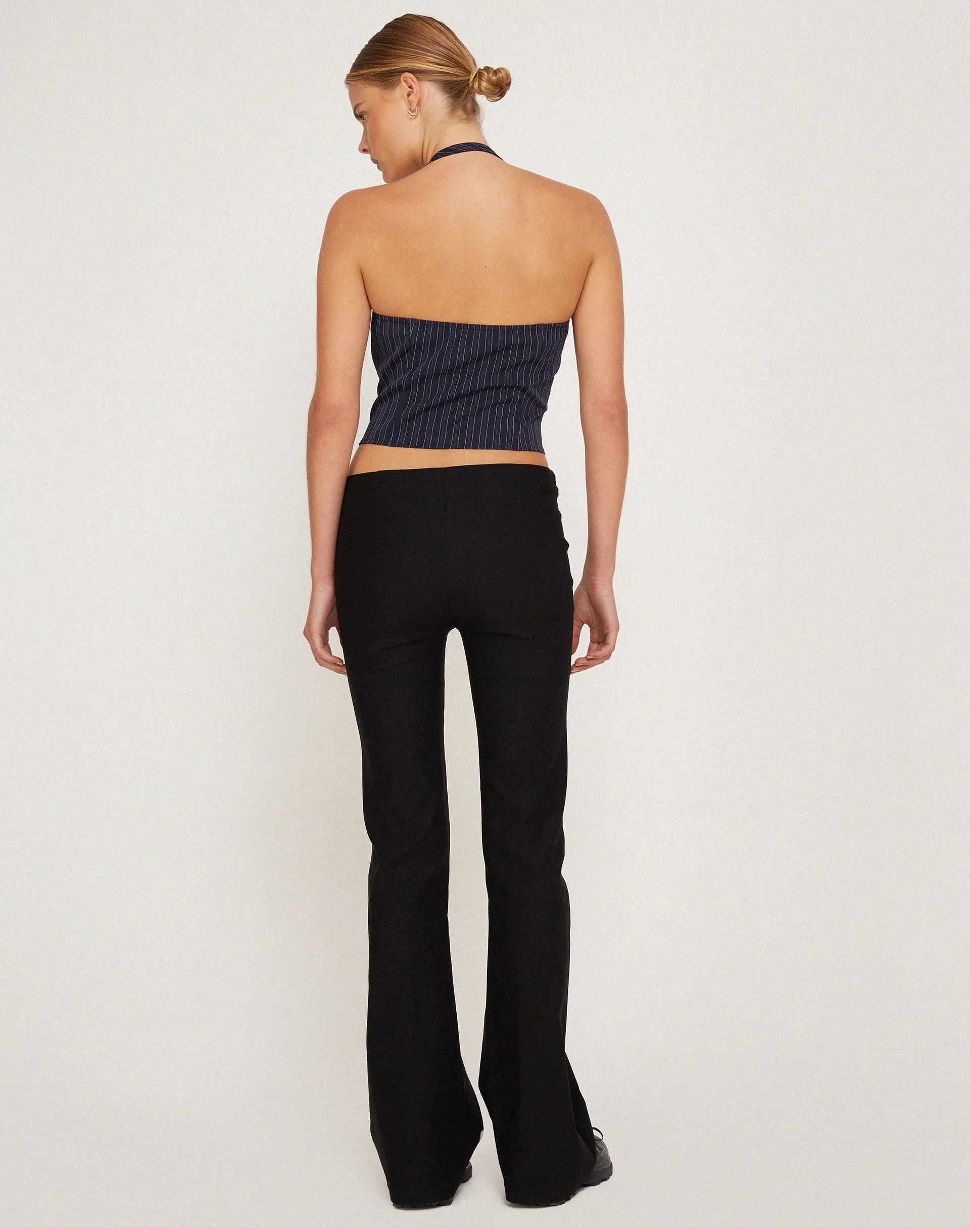 Arreta Crop Top in Pinstripe Navy