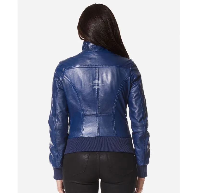 ATLANTIC AVIATOR JACKET LADIES CLASSIC BOMBER STYLE SLIM FIT LEATHER JACKET