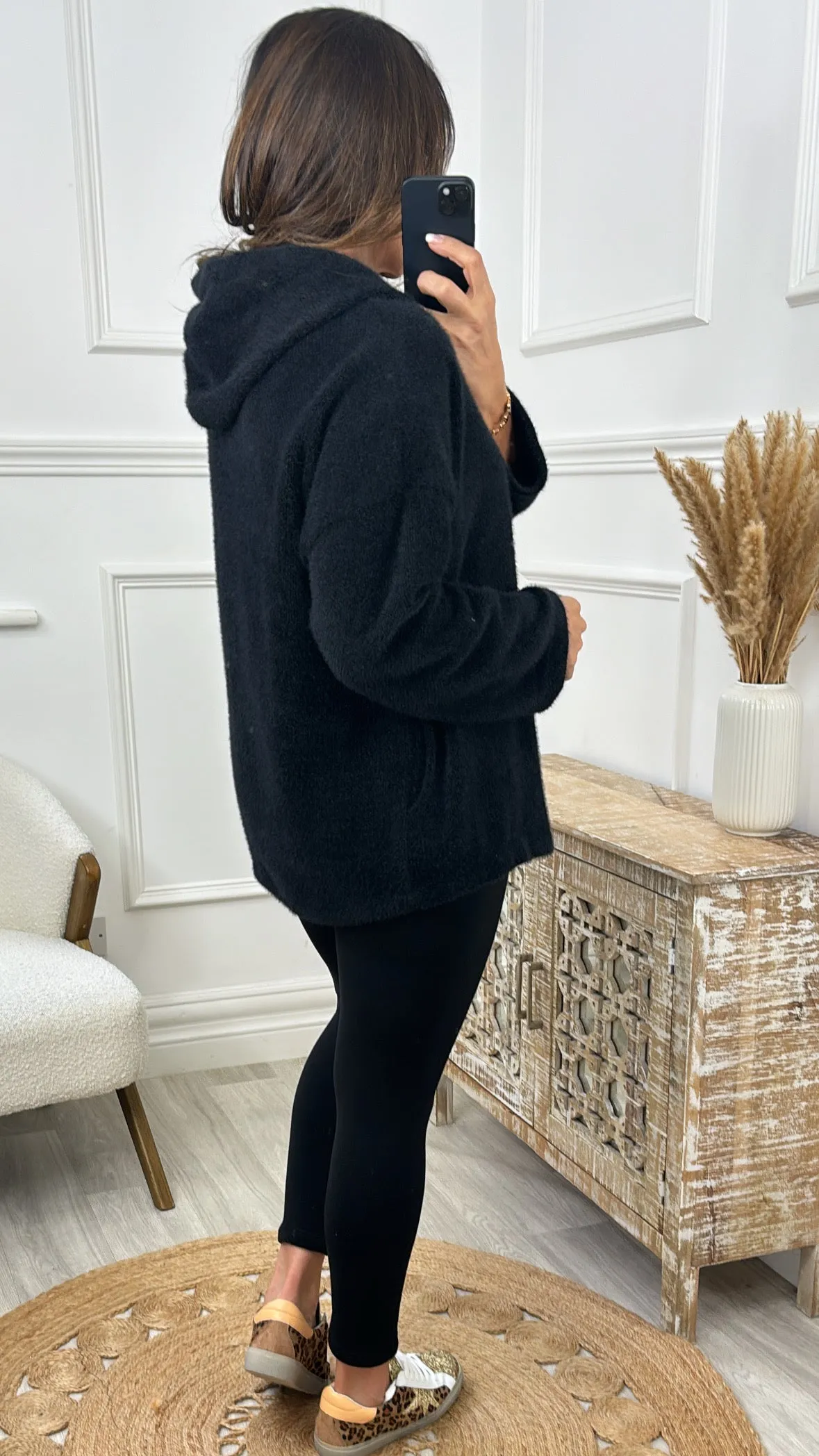 Ayda Black Hooded Cardigan