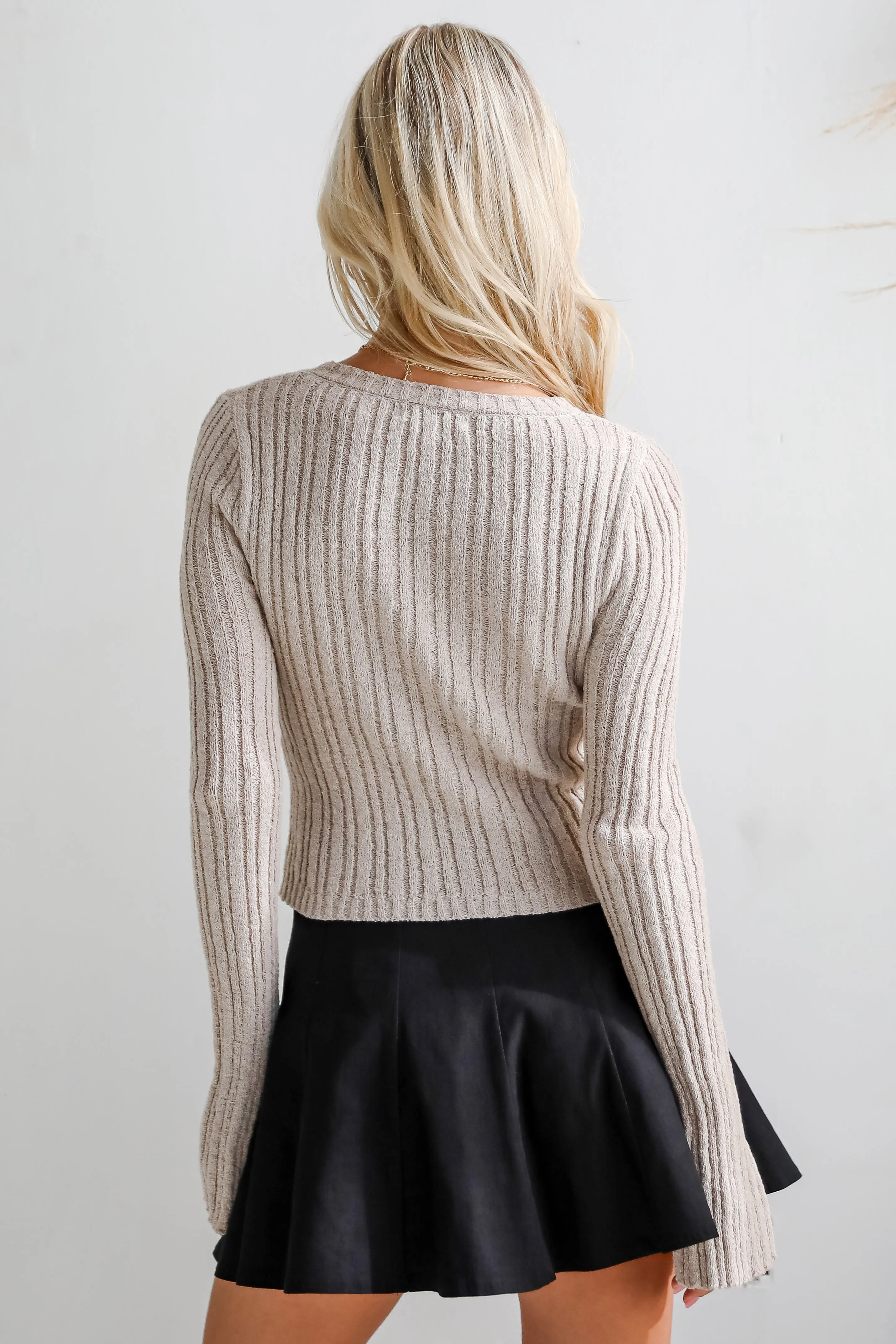 Bailey Tan Ribbed Knit Top - DOORBUSTER