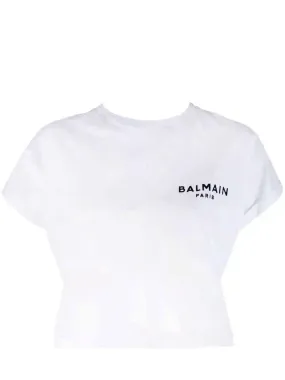 Balmain Flock Detail Cropped Tee