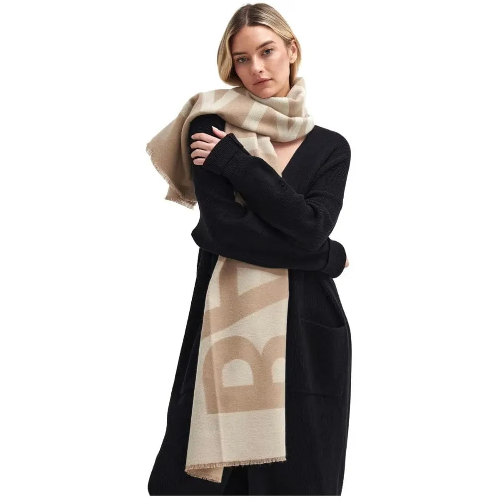 Barbour International Milla Logo Wrap Scarf In Light Trench/Stone