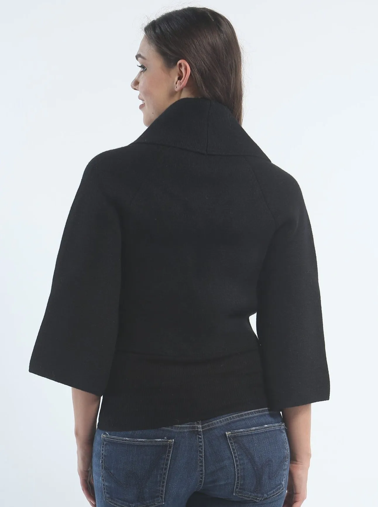 Bell Sleeve Cropped Jacket In Cashmere