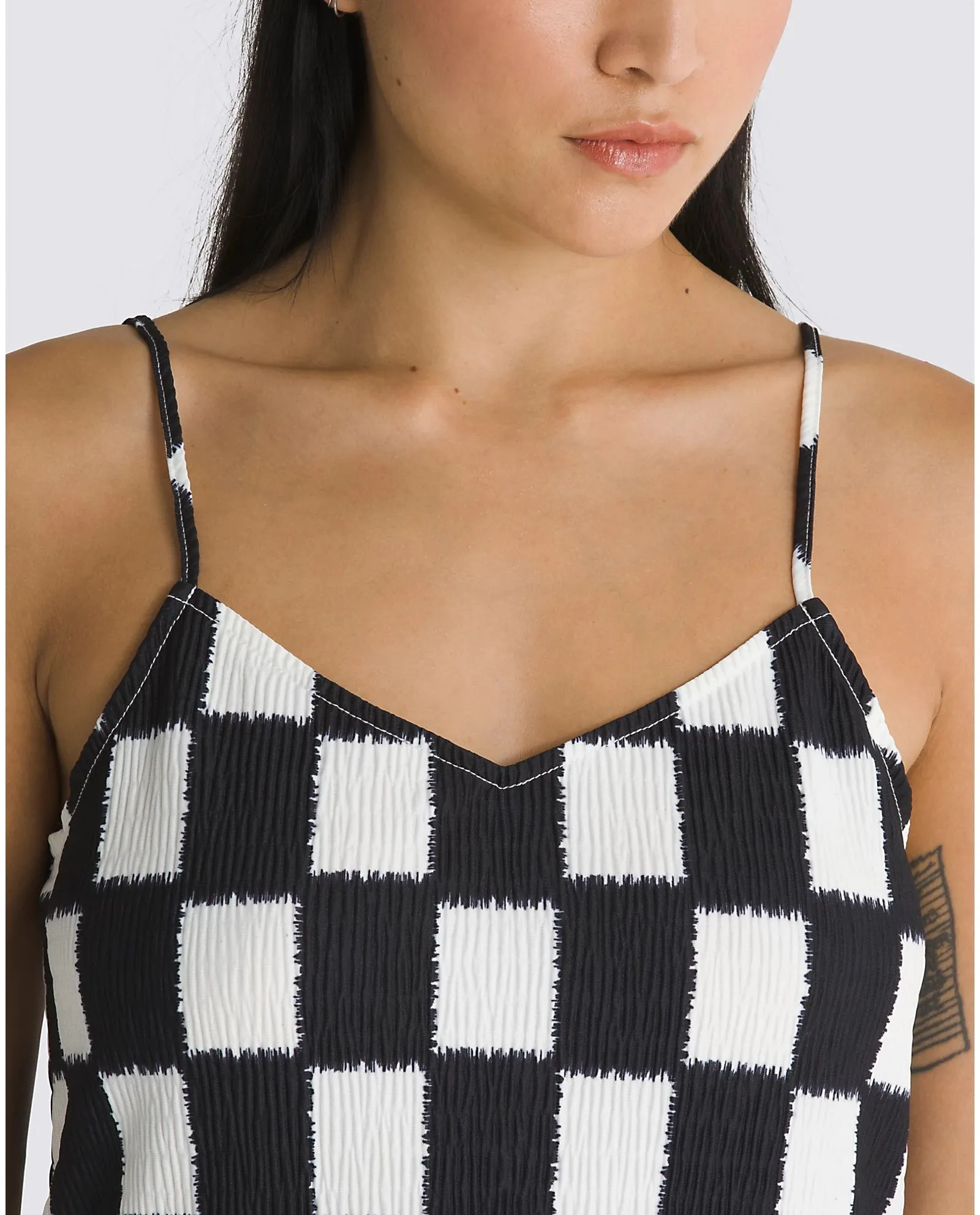 Benton Checker Cami Dress in Black & Marshmallow