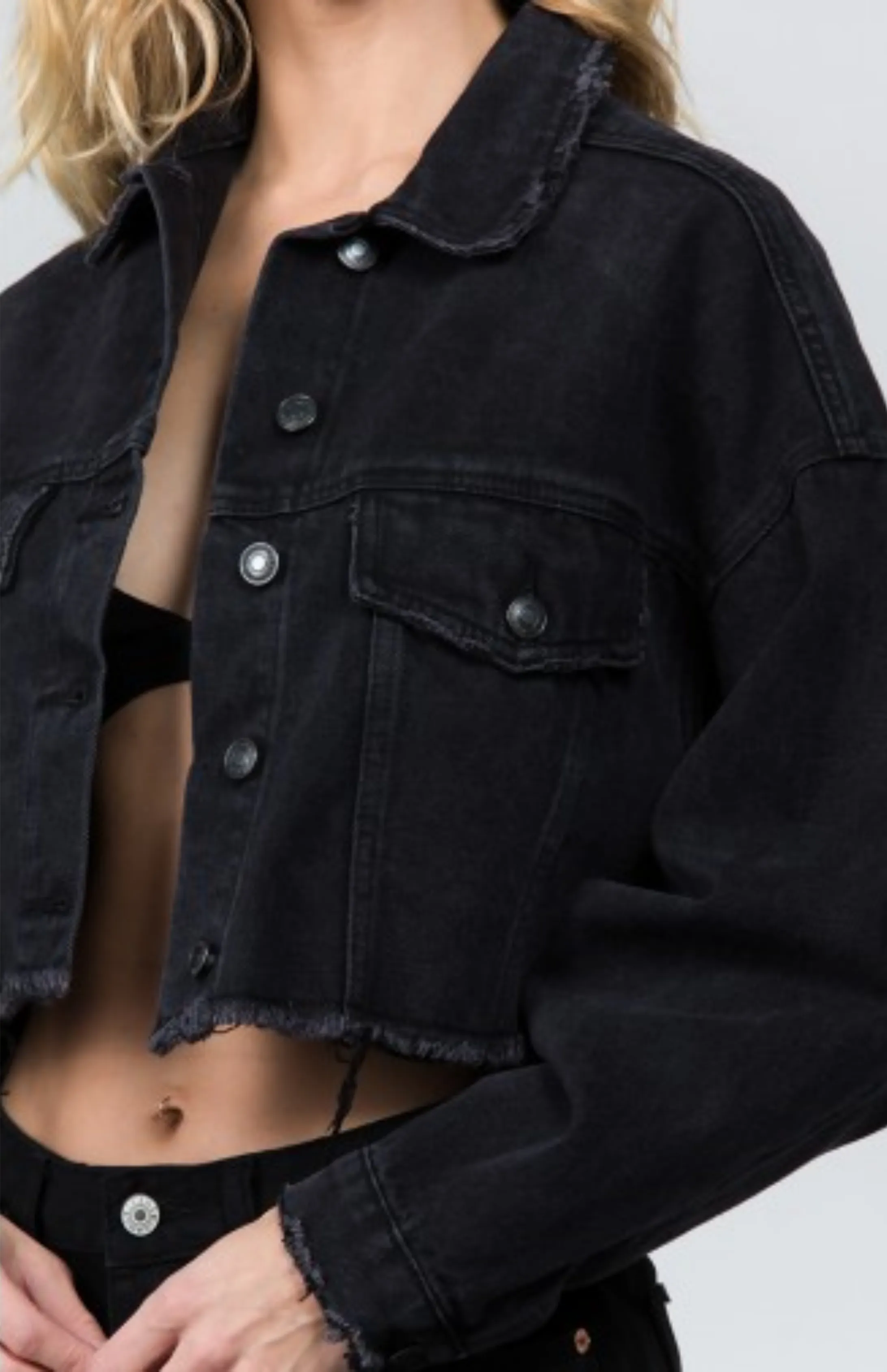 Black Cropped Denim Jacket