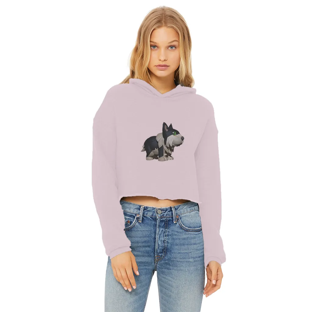 Black Dog Ladies Cropped Raw Edge Hoodie