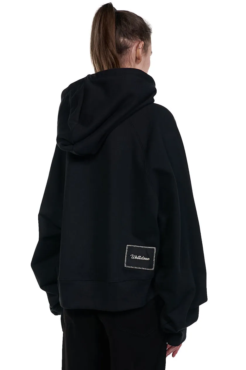 Black Embroidery Cropped Hoodie