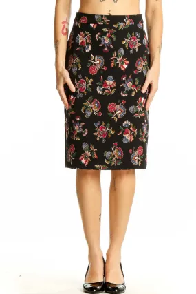 Black Floral Pencil Skirt