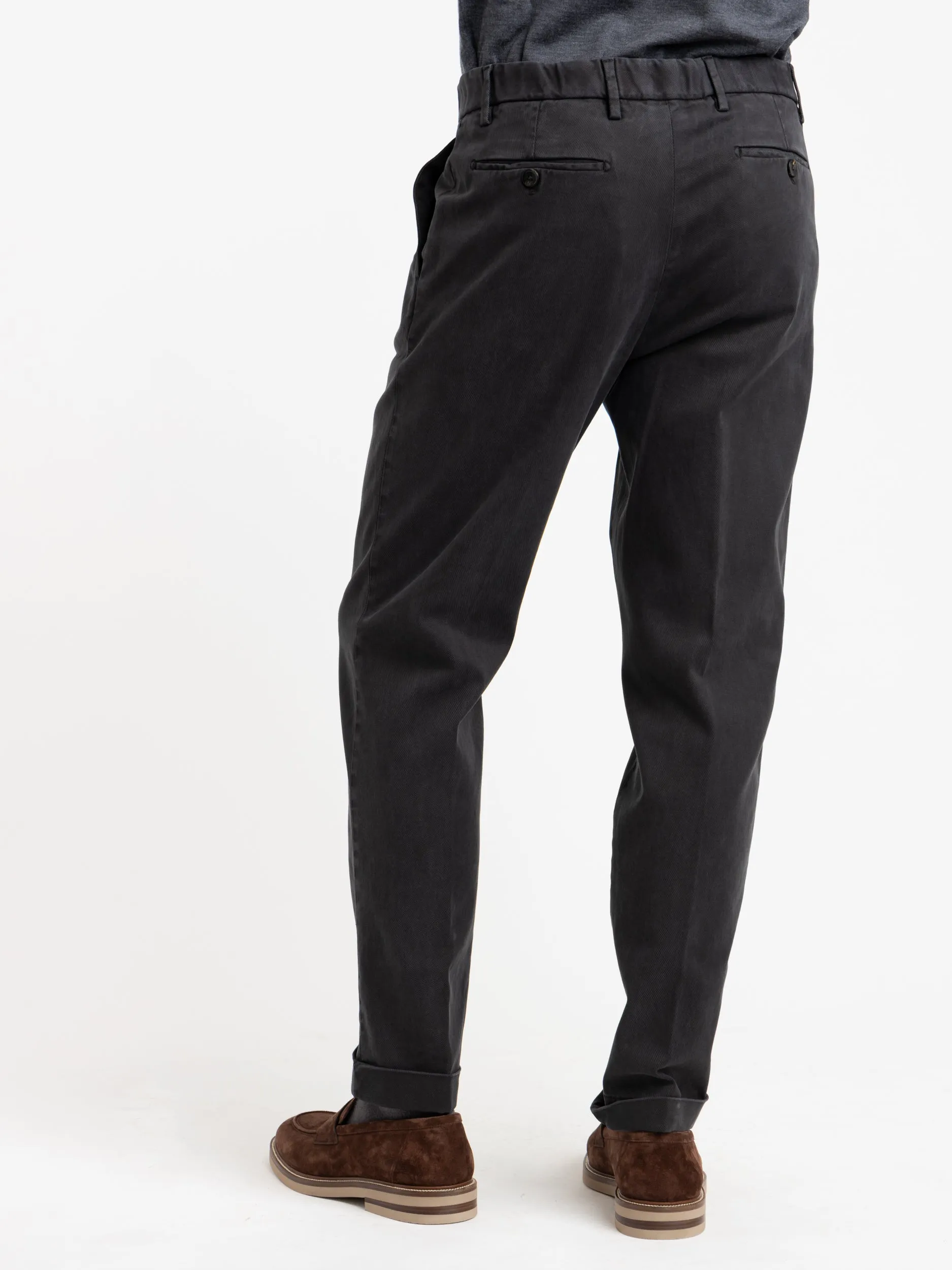 Black Twill Cotton Blend Chinos