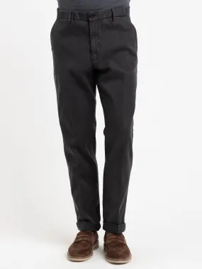 Black Twill Cotton Blend Chinos