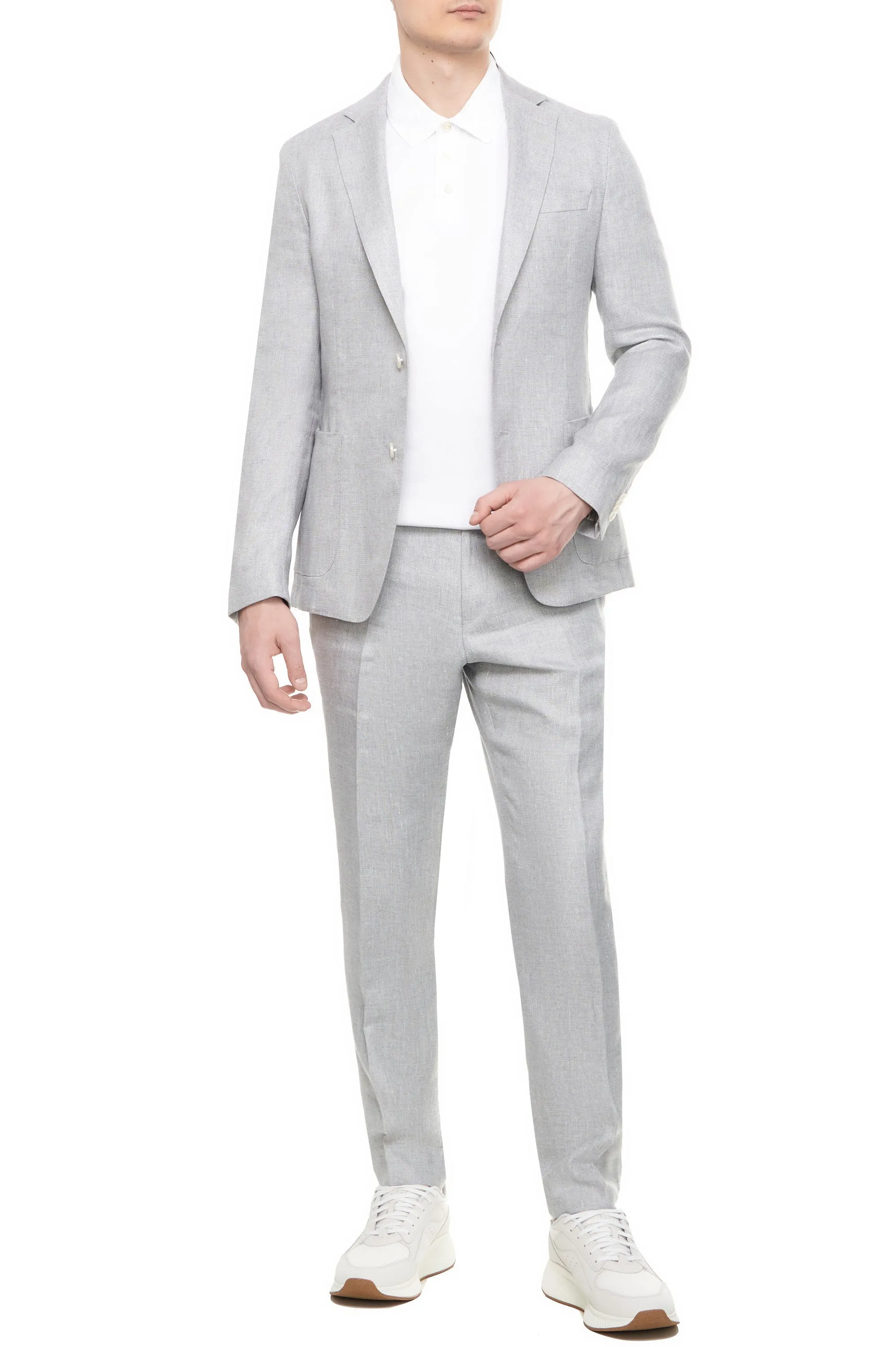 BOSS - C-GENIUS-242 Silver Slim Fit Trousers In Linen Blend 50515102 041