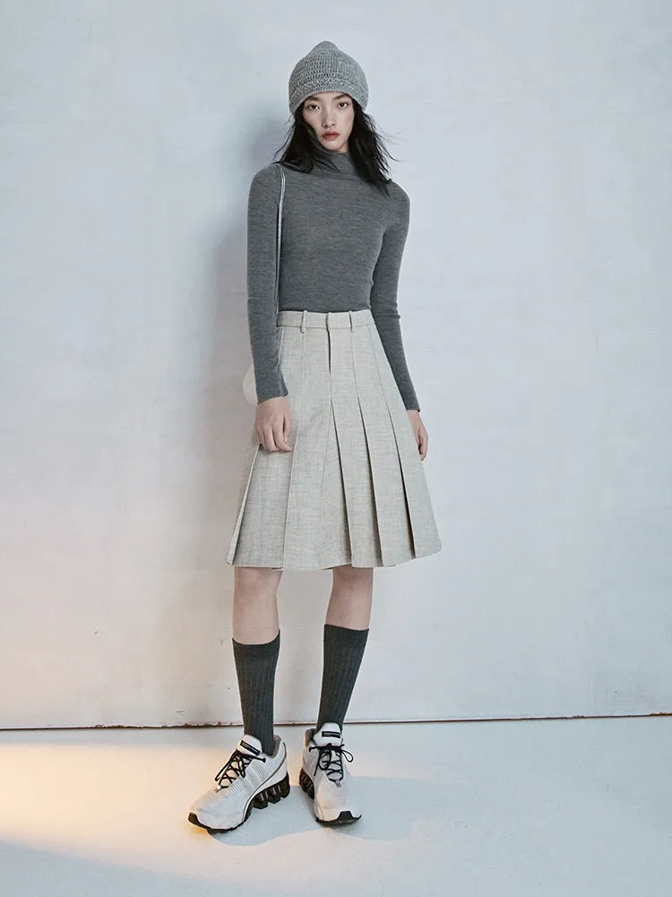 Box-Pleats Plain Classy Long-Skirt