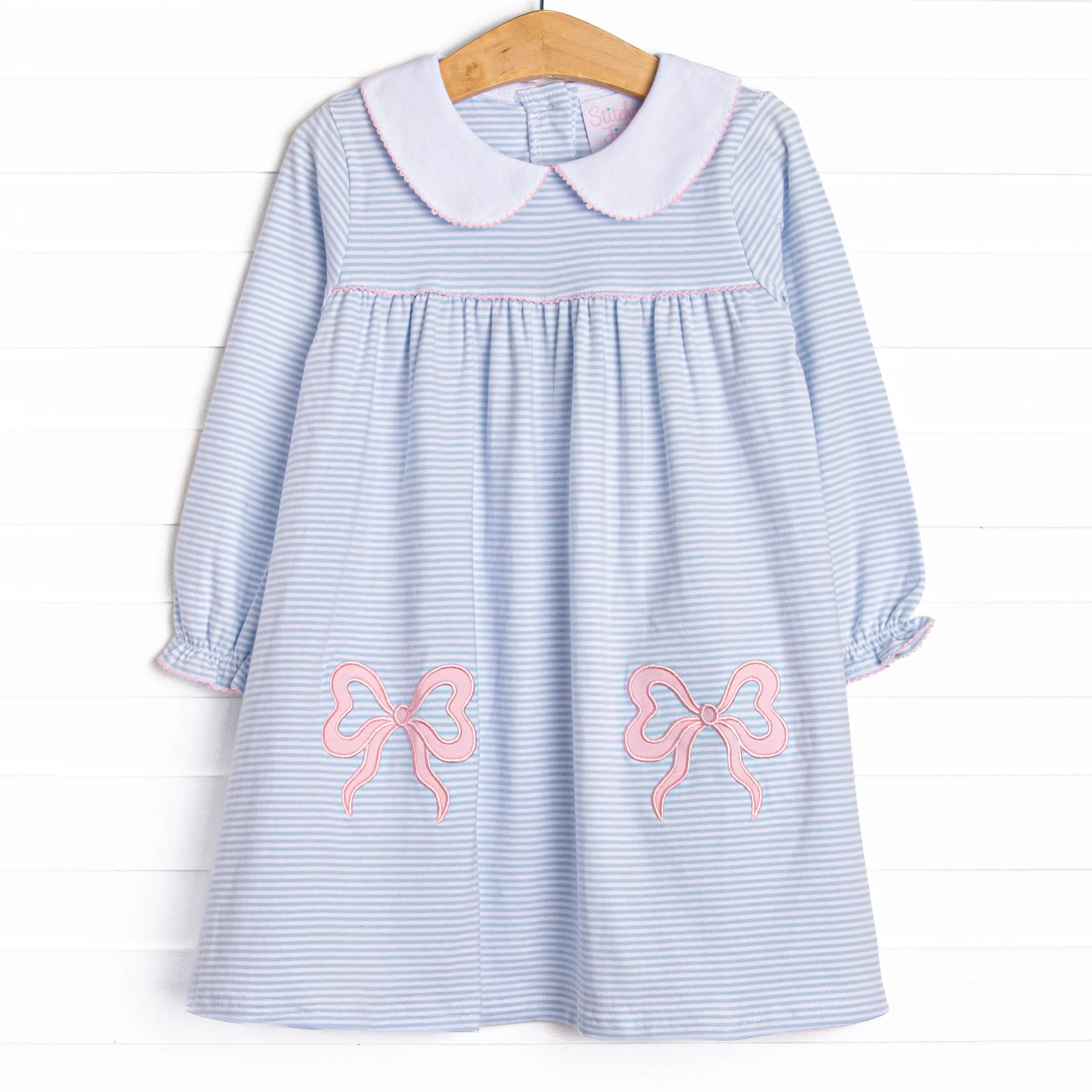 Brookhaven Bows Applique Dress, Blue