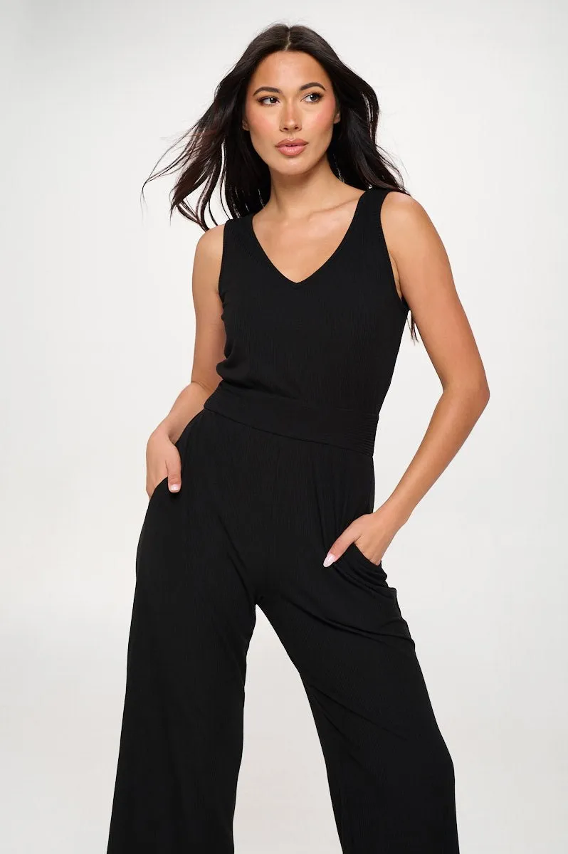 Brooklyn Ribbed V-Neck Tank Jumpsuit