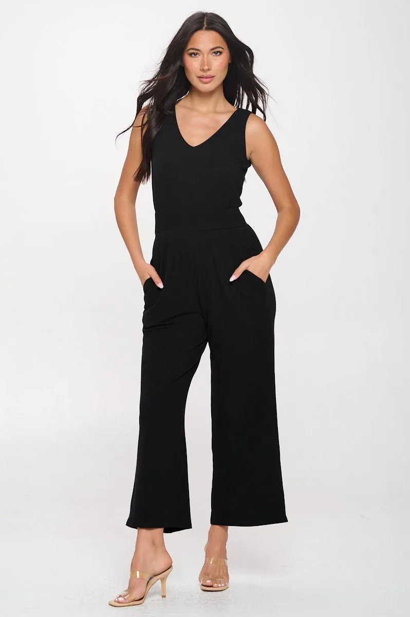 Brooklyn Ribbed V-Neck Tank Jumpsuit