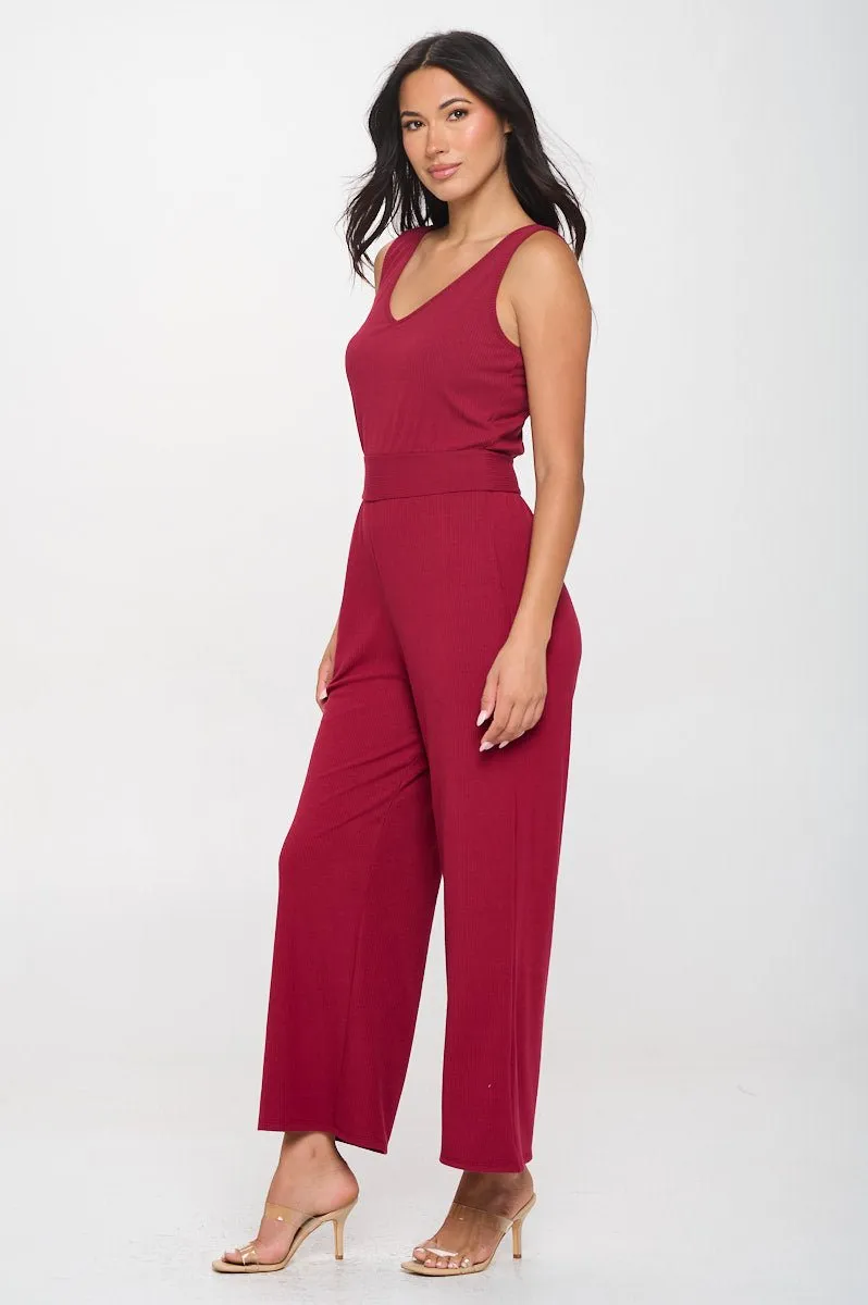 Brooklyn Ribbed V-Neck Tank Jumpsuit