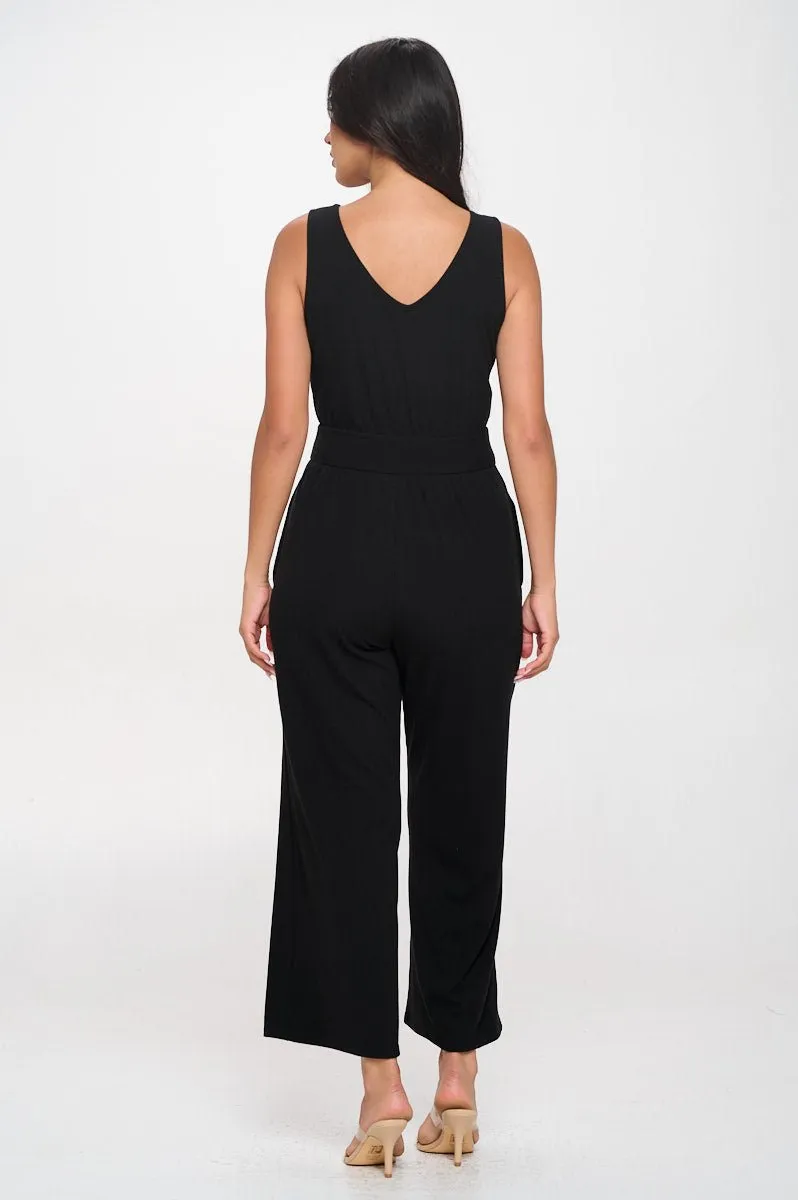 Brooklyn Ribbed V-Neck Tank Jumpsuit