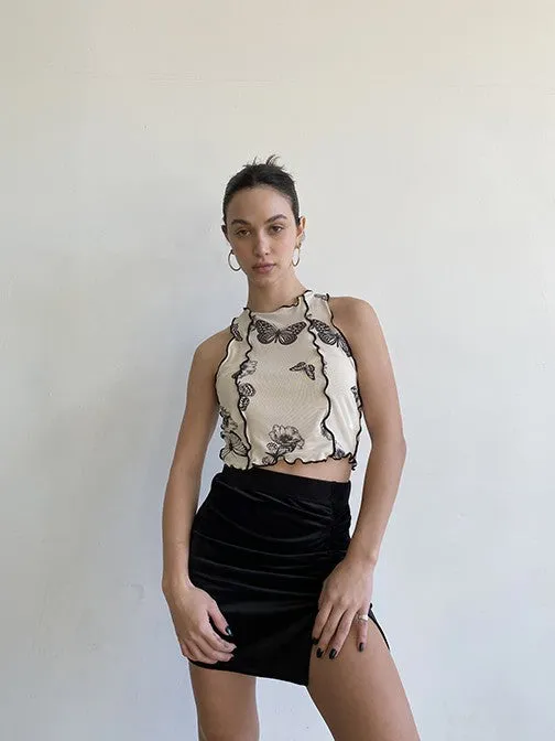 Butterfly Mesh Crop Top