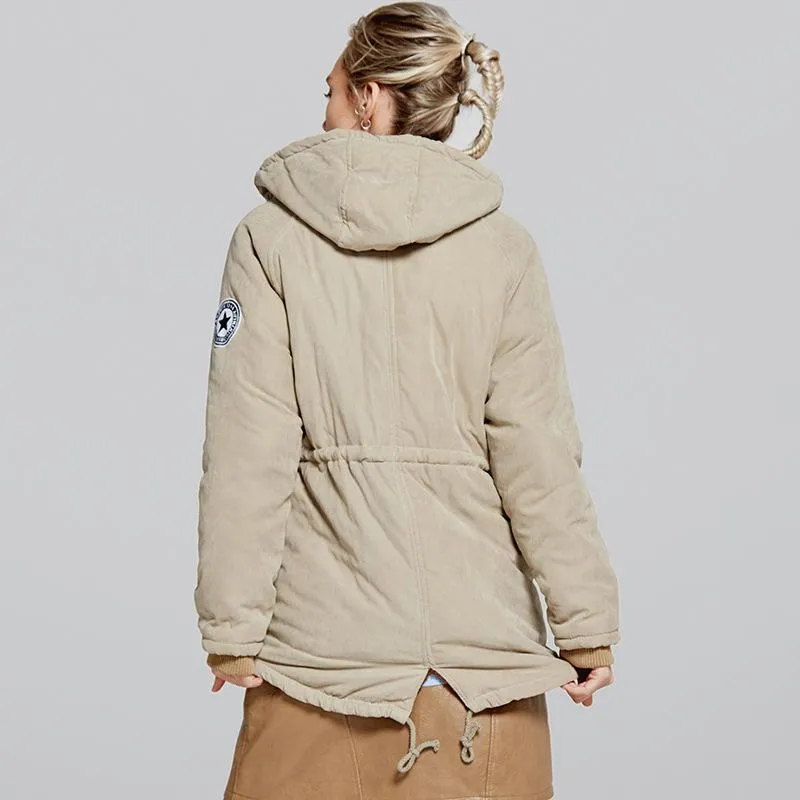 Candy Color Women Warm Hooded Oversized Parka Jacket Coat