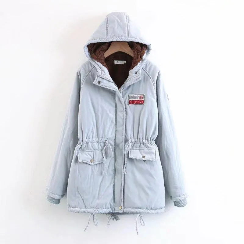 Candy Color Women Warm Hooded Oversized Parka Jacket Coat