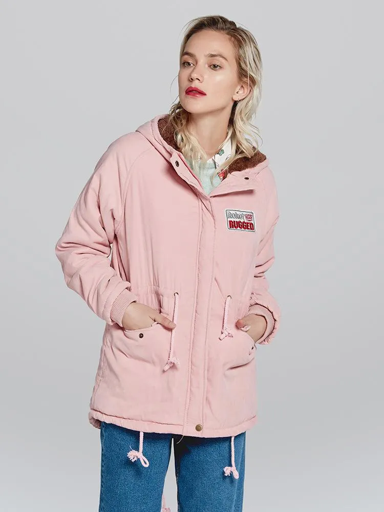 Candy Color Women Warm Hooded Oversized Parka Jacket Coat