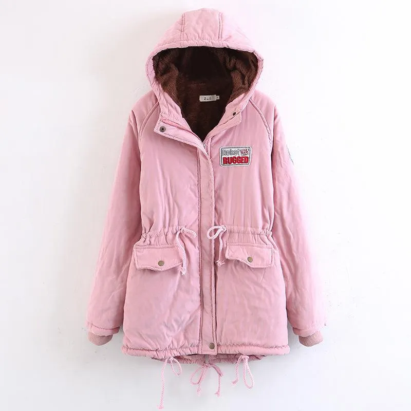 Candy Color Women Warm Hooded Oversized Parka Jacket Coat