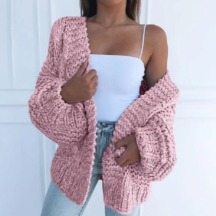 Chunky Oversized Cable Knit Baggy Sleeve Cardigan