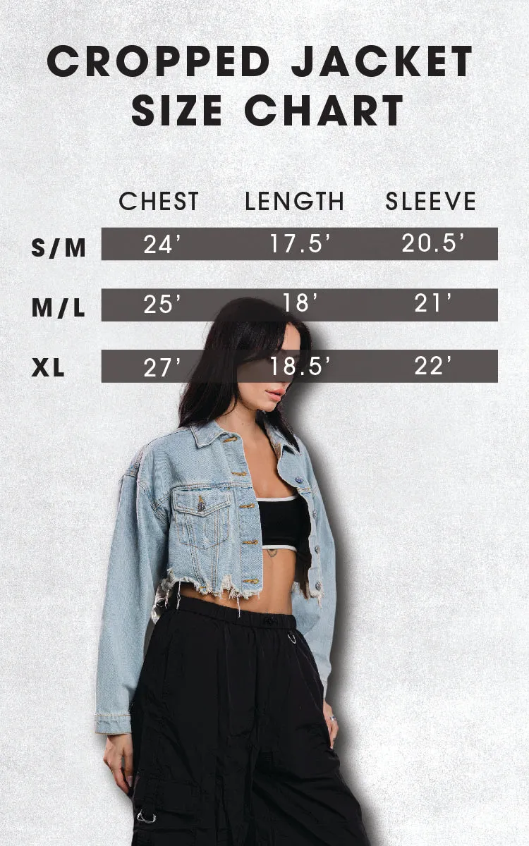 CITY OF ANGEL Cream font Crop Denim Jacket