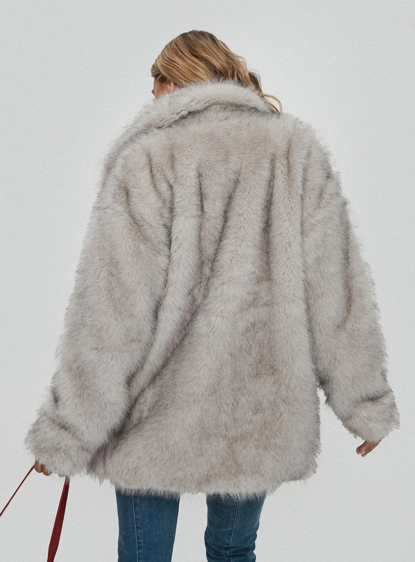 Clova Faux Fur Coat Grey