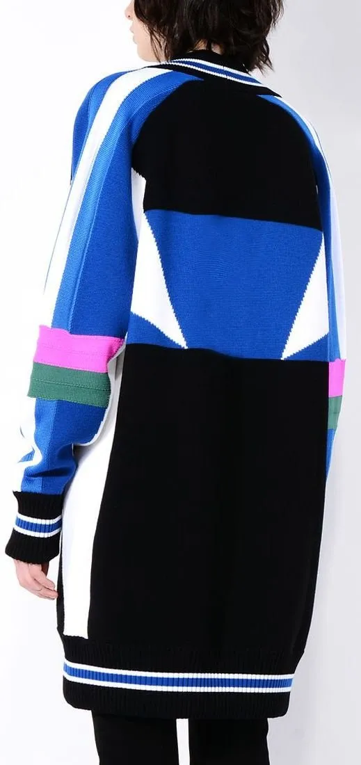 Color-Block Oversized Knit V-Neck Sweater