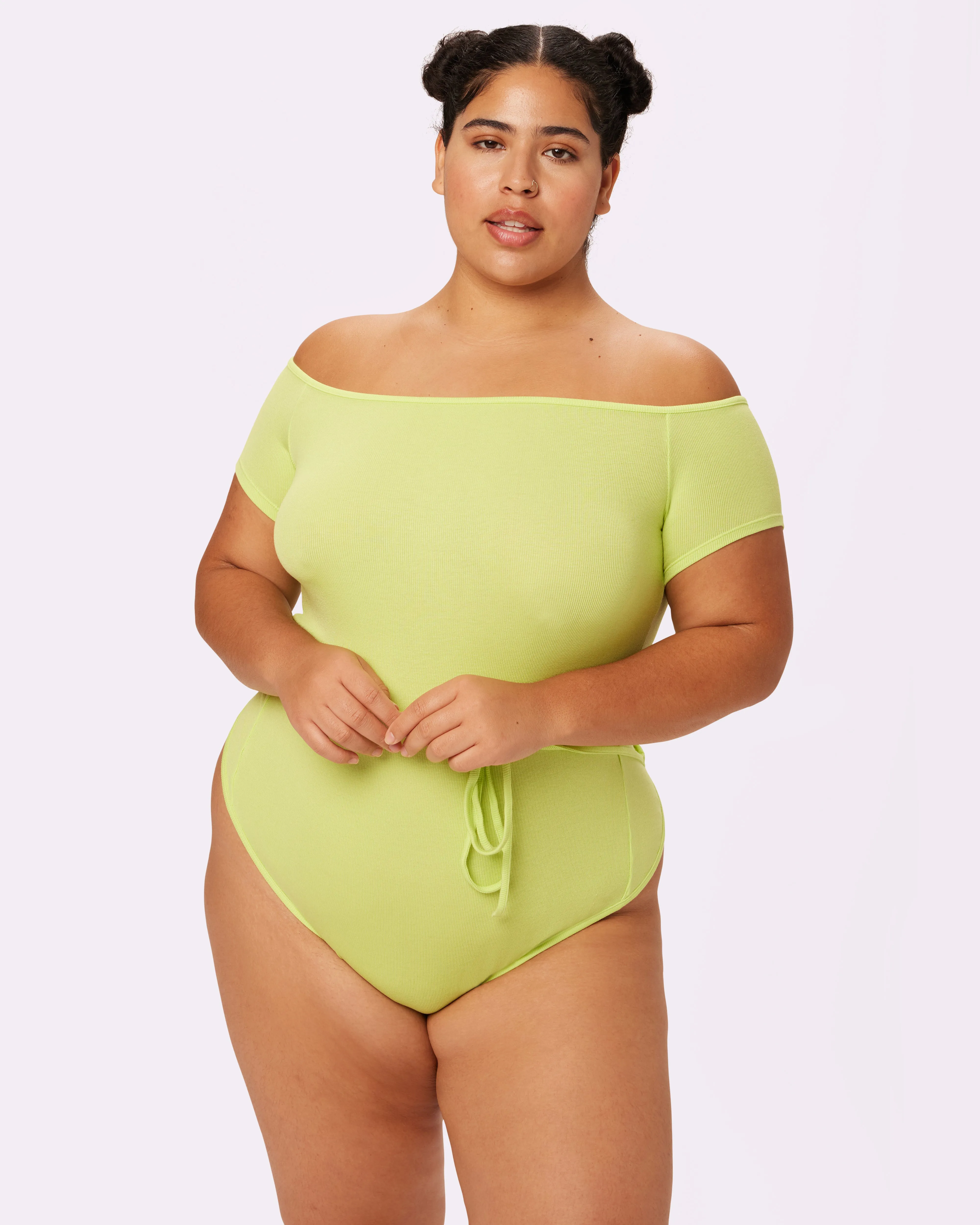 Comfort Rib Tie-Back Bodysuit | Lush Rib | Archive (Lime Fizz)