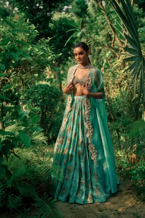 Coral Blue Sylvia Lehenga Set